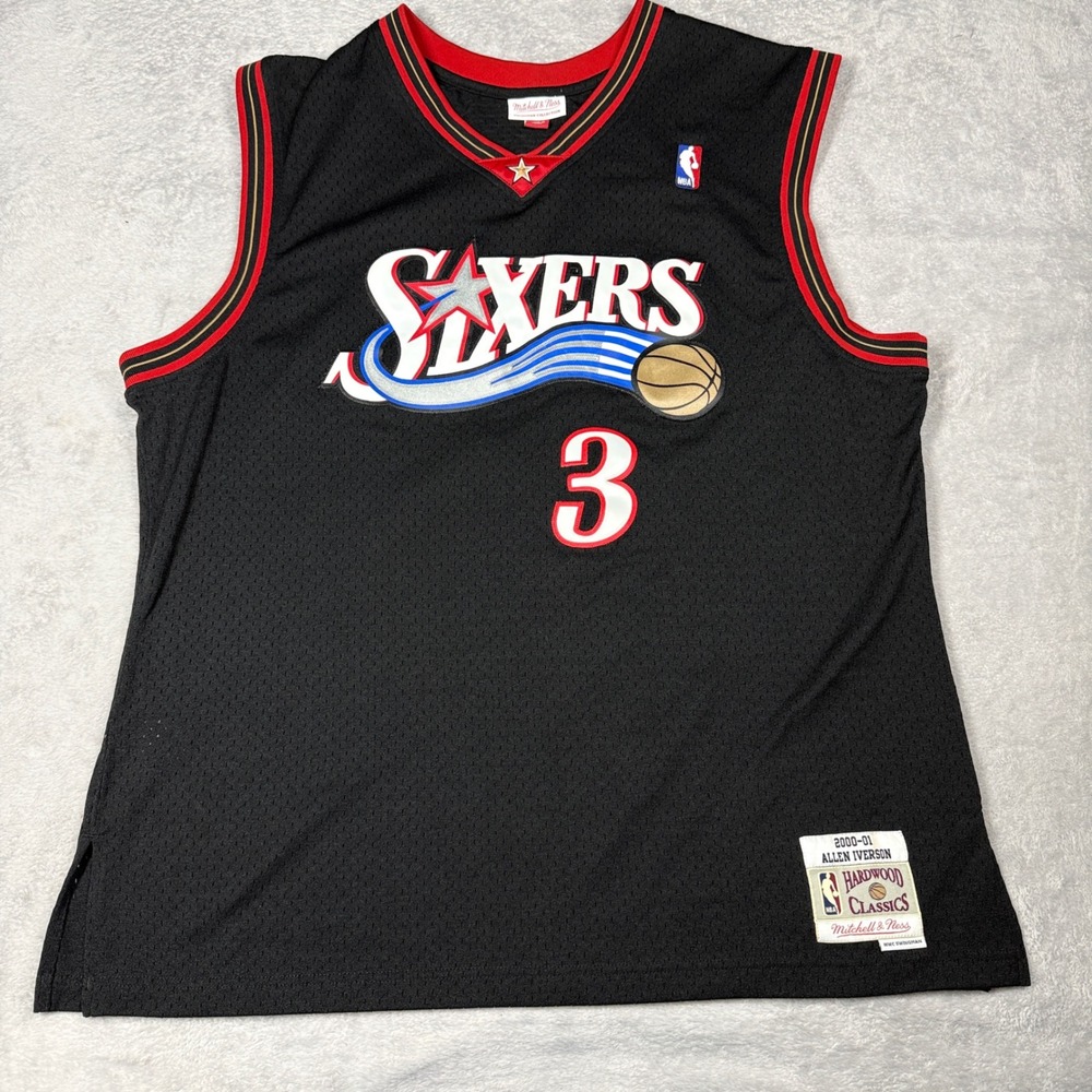 Mitchell & Ness Allen Iverson 76ers Jersey Mens 2XL Black Swingman 2000-01 HWC